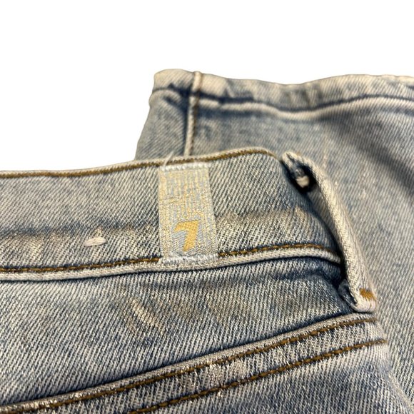 7 For All Mankind Silver Foiled High Waist Ankle Skinny Denim Jeans 27 - Picture 8 of 9